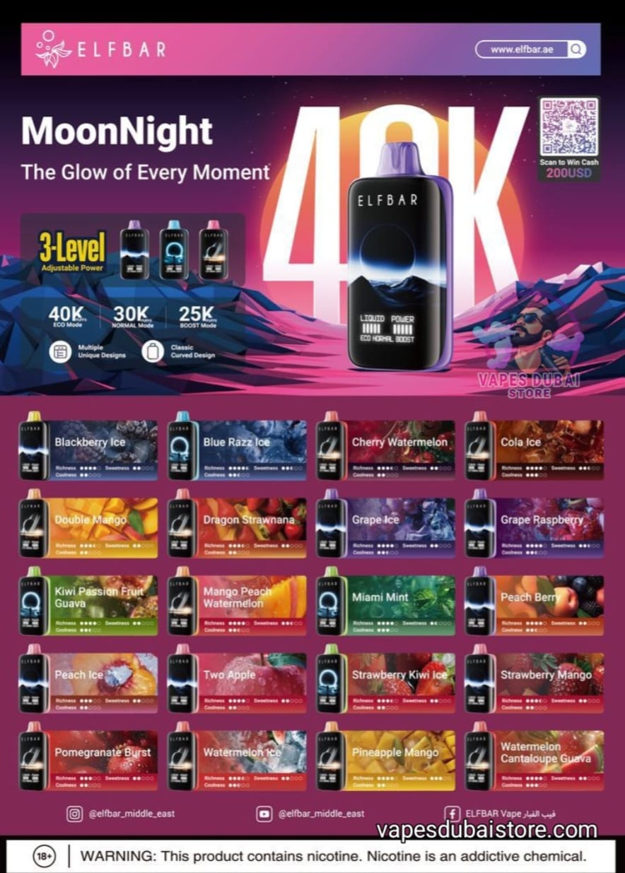 Elfbar Moonlight 40000 Puffs Disposable Vape 50mg In UAE