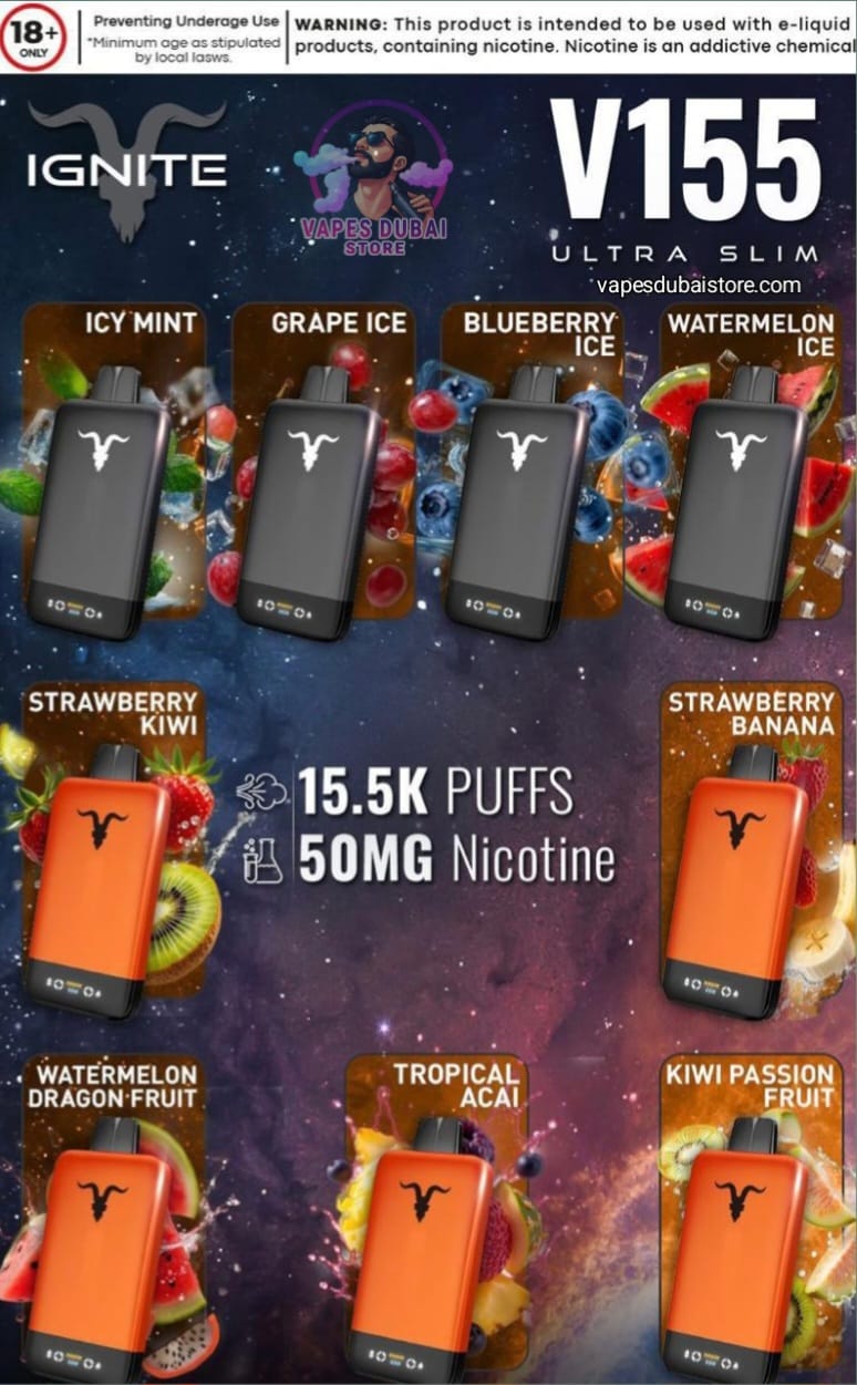 IGNITE - V155 Rechargeable Disposable Vape 15,500 Puffs in Dubai