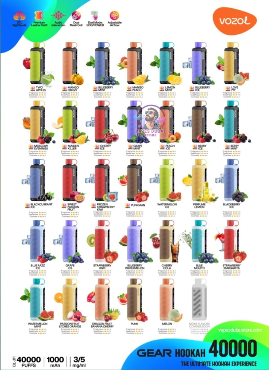 VOZOL Gear Hookah 40000 Puffs Disposable Vape 5mg in the UAE