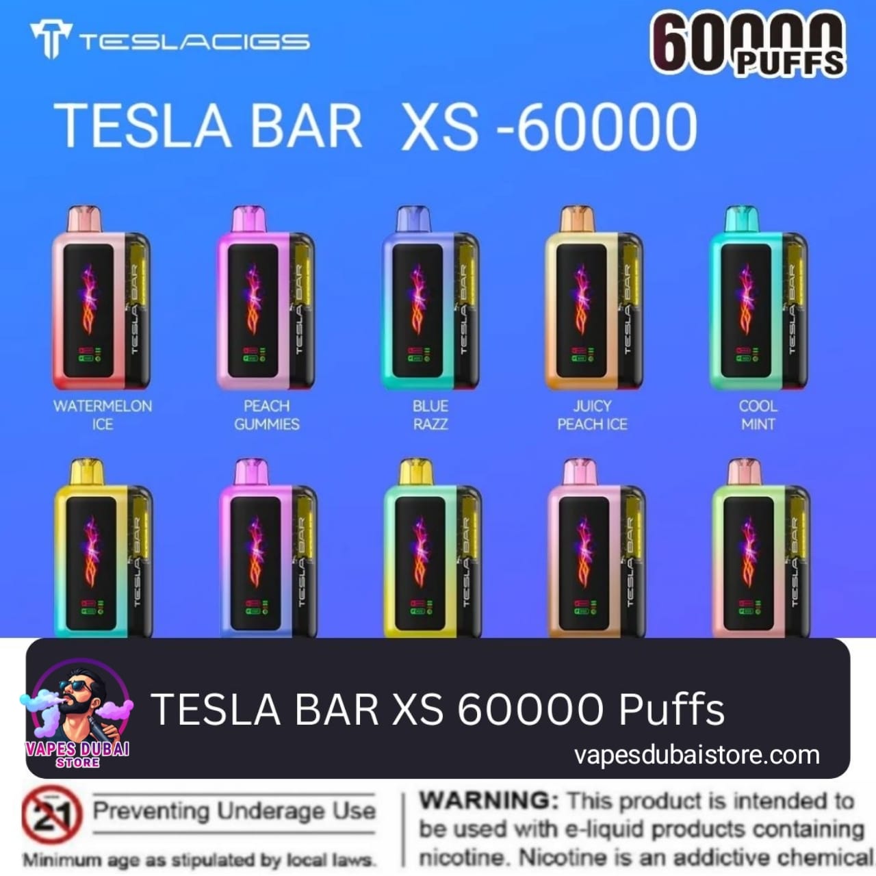 TESLA BAR XS 60000 Puffs Disposable Vape 50mg in UAE
