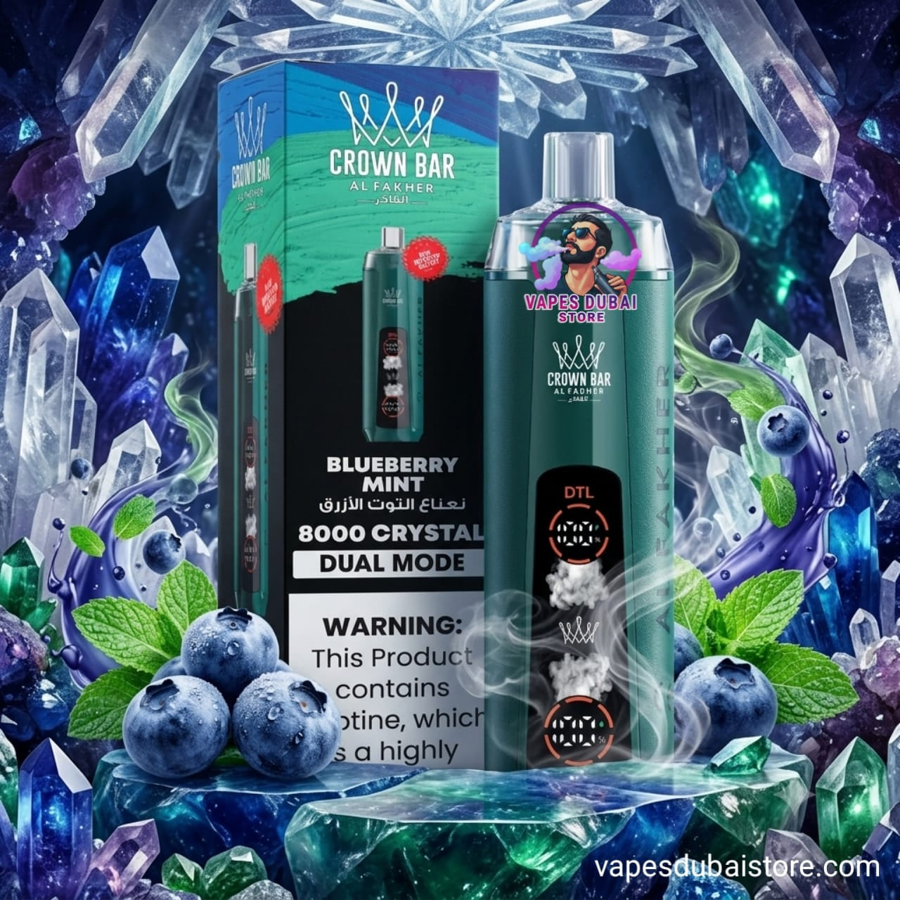 Crown Bar Al Fakher Crystal 8000 Puffs 5% Disposable Vape in Dubai