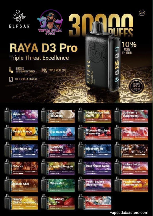 Elf Bar 30000 Puffs Raya D3 Pro Disposable Vape In UAE