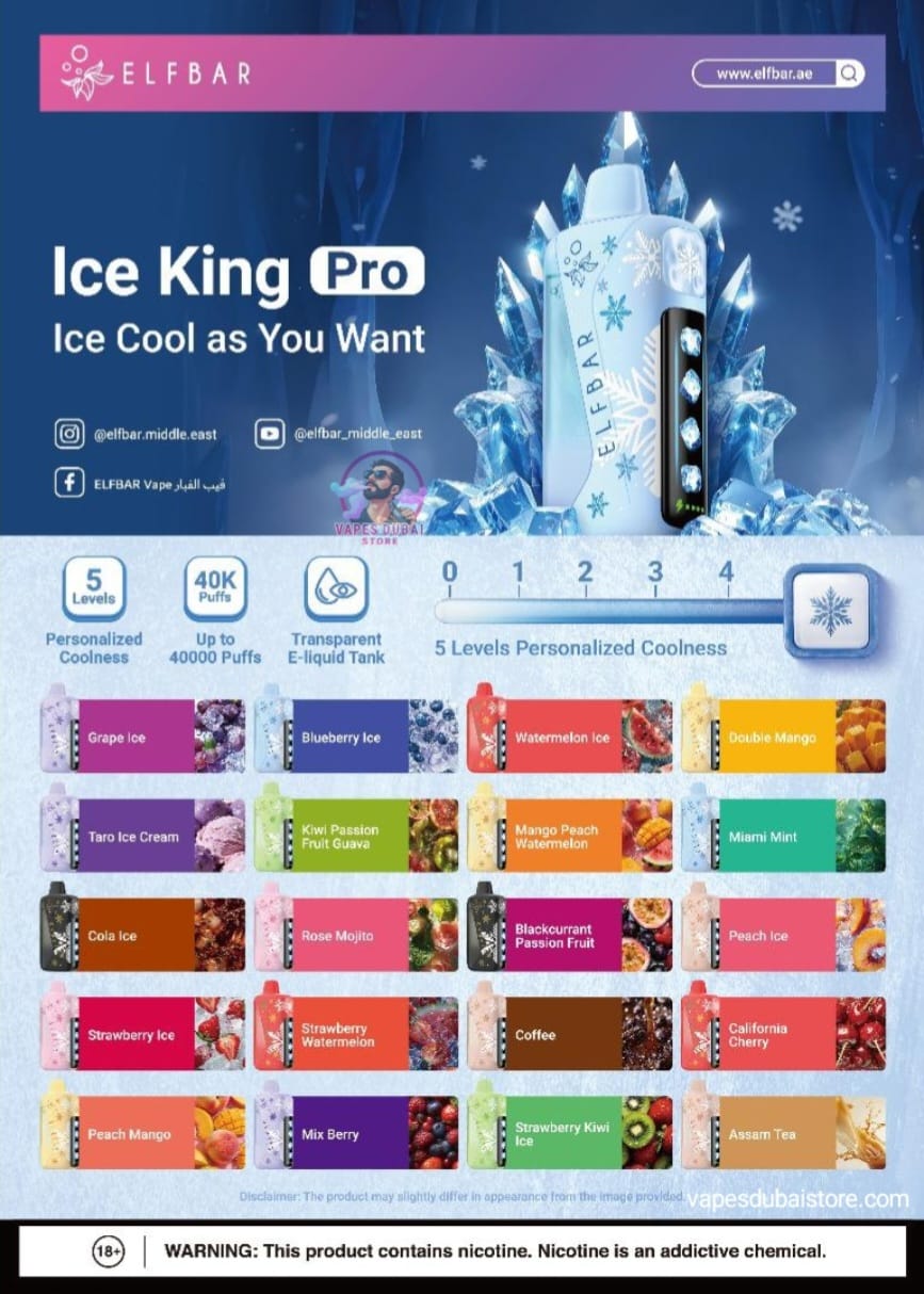 ELFBAR Ice King Pro 40000 Puffs 50mg Nicotine Disposable vape in UAE