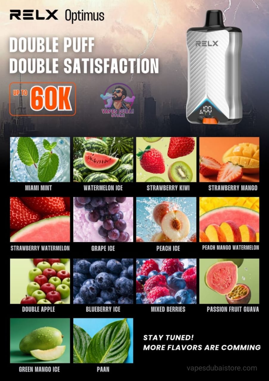 RELX Optimus 60000 Puffs Disposable Vape 50mg in UAE
