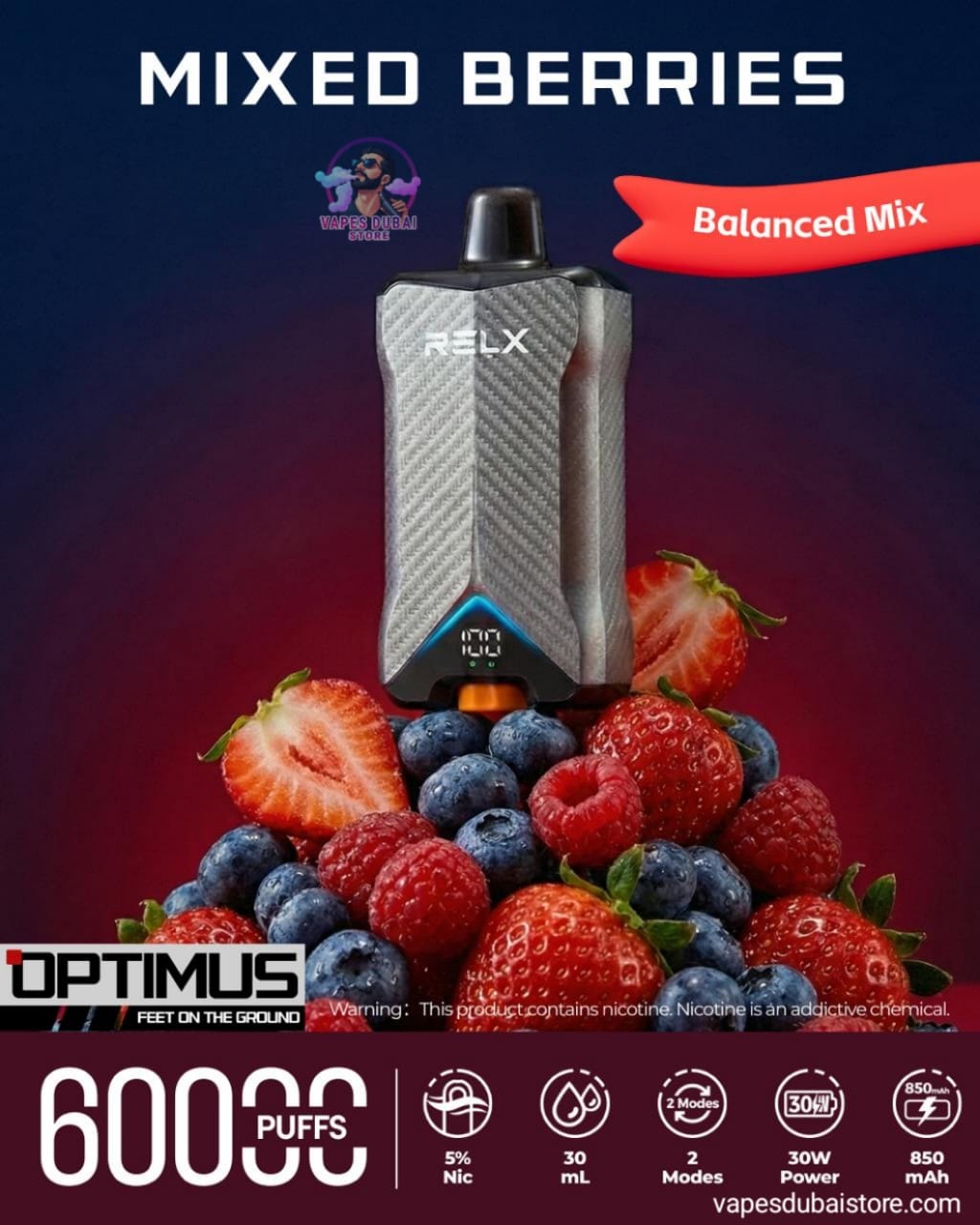 RELX Optimus 60000 Puffs Disposable Vape 50mg in UAE