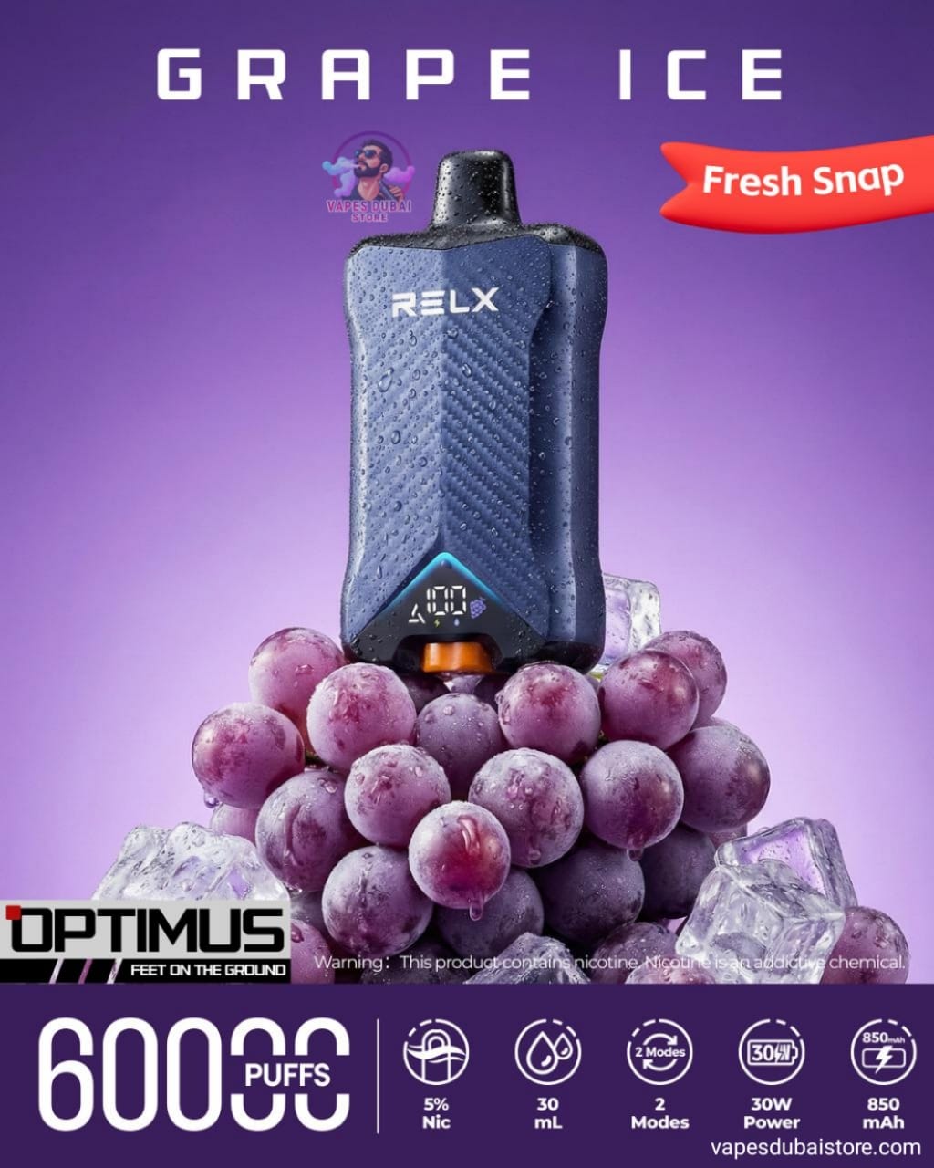 RELX Optimus 60000 Puffs Disposable Vape 50mg in UAE