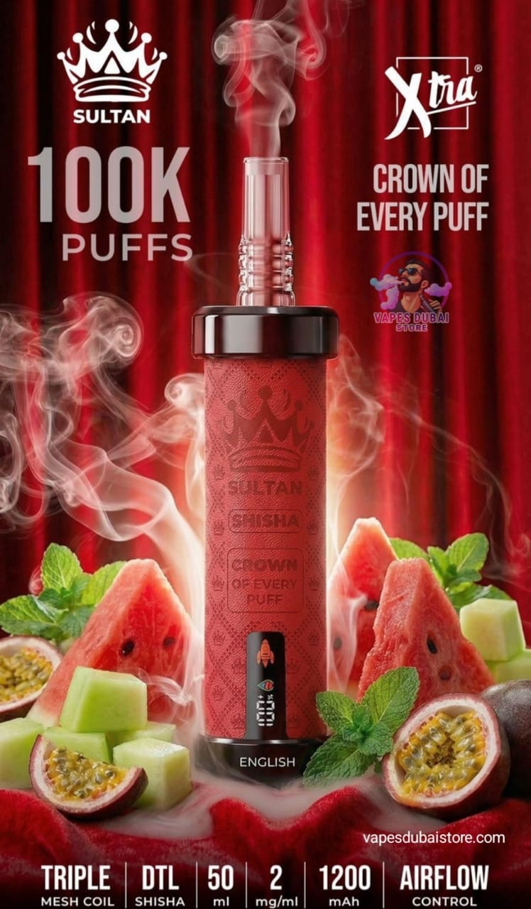 XTRA SULTAN 100K Puffs DTL Shisha 2mg Disposable Vape in UAE
