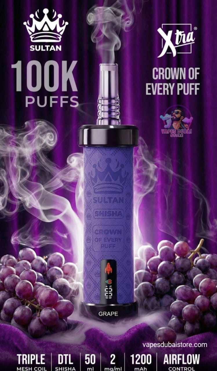 XTRA SULTAN 100K Puffs DTL Shisha 2mg Disposable Vape in UAE