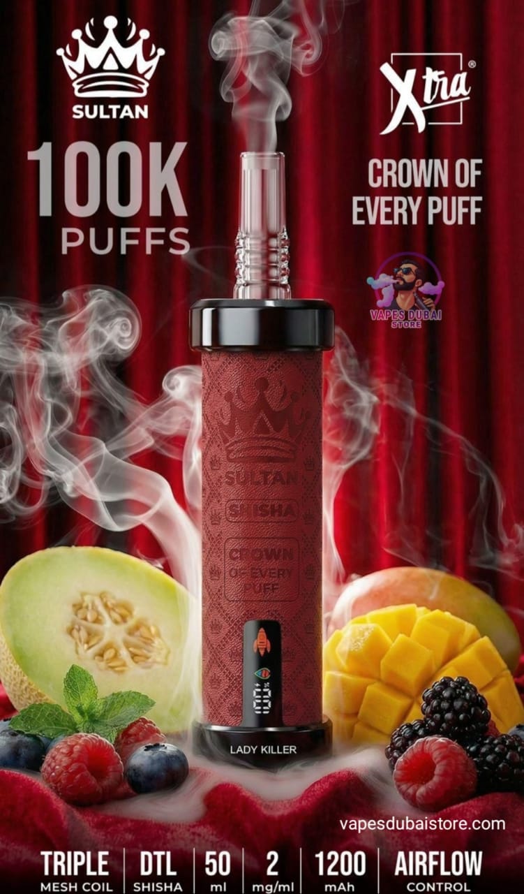 XTRA SULTAN 100K Puffs DTL Shisha 2mg Disposable Vape in UAE