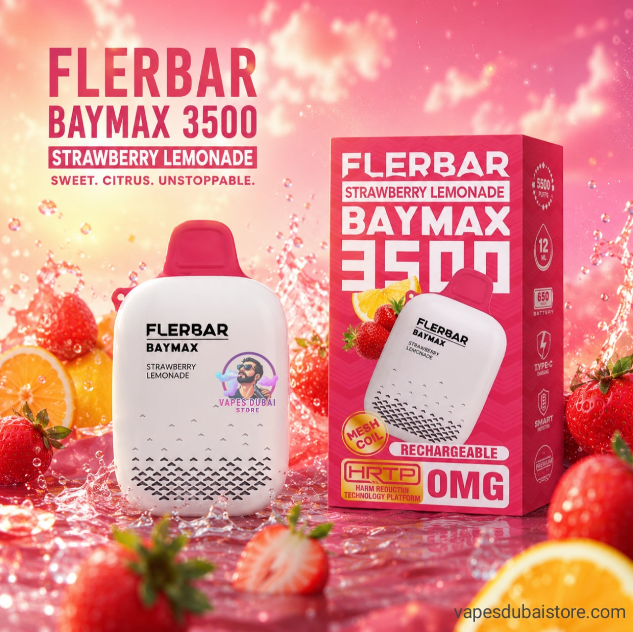Flerbar Baymax 3500 Puffs Disposable Vape Zero Nicotine in UAE