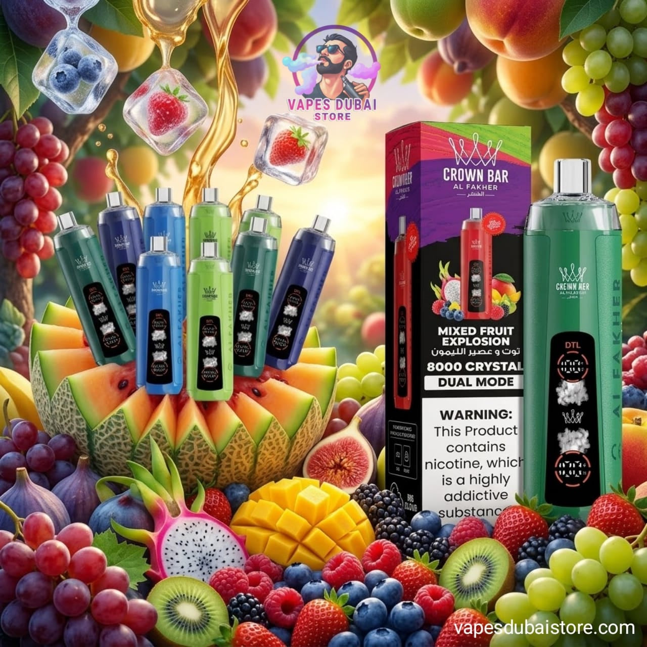 Crown Bar Al Fakher Crystal 8000 Puffs 5% Disposable Vape in Dubai