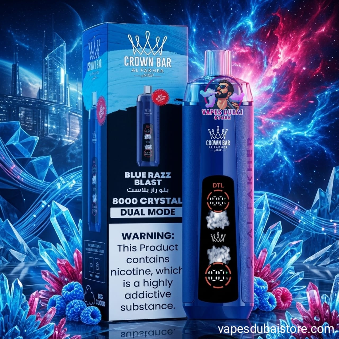 Crown Bar Al Fakher Crystal 8000 Puffs 5% Disposable Vape in Dubai